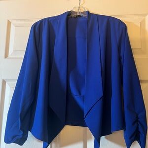 Chocolate Blue Blazer with Waterfall Collar